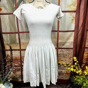Socapri Ivory Fitted Ribbed in Gold  Dress  Made in Italy M